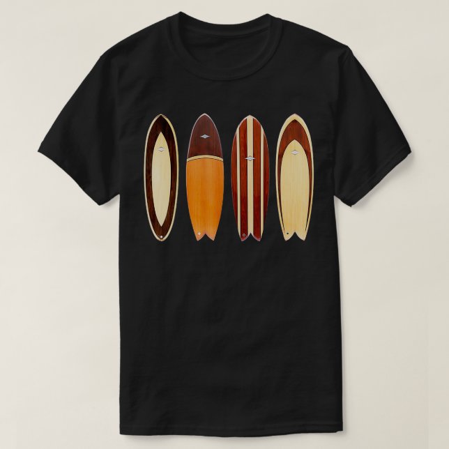 Camiseta Retro Vintage de tablas de surf longboard (Diseño del anverso)