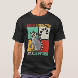 Camiseta Retro Vintage Distraído Fácilmente Por Lemurs Funn
