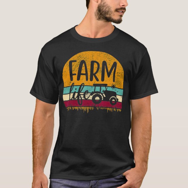 Camiseta Retro Vintage Farm Life Farming Tractor Family Far (Anverso)