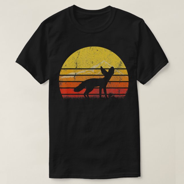 Camiseta Retro Vintage Fennec Fox Silhouette Sunset Distres (Diseño del anverso)