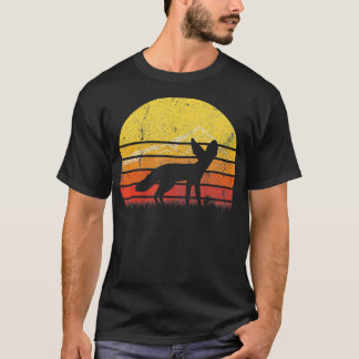 Camiseta Retro Vintage Fennec Fox Silhouette Sunset Distres