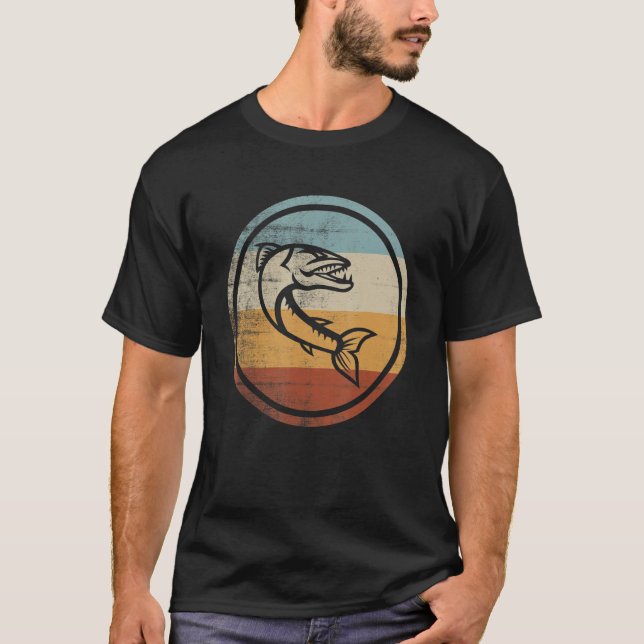 Camiseta Retro Vintage Fishing Barracuda Fish (Anverso)
