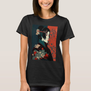 Camiseta Retro vintage Geisha Kimono Japonesa Samurai Femal