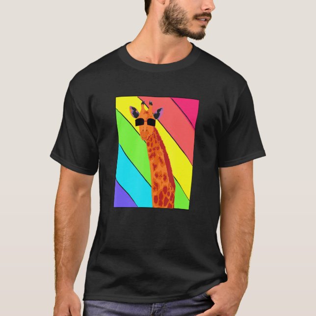 Camiseta Retro Vintage Giraffe Sunglasses  Giraffe (Anverso)