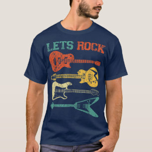 Camiseta Retro Vintage Guitar Player Lets Rock Men Women Gu