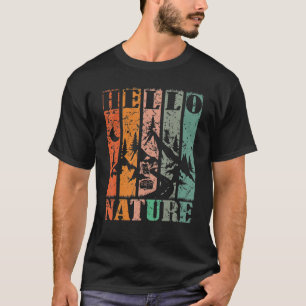 Camiseta Retro Vintage Hello Nature Hiker Diciendo Gráfica 