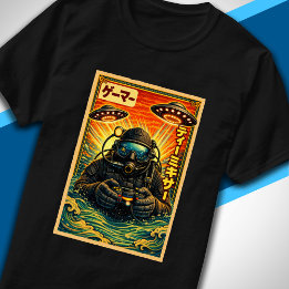 Camiseta Retro Vintage Japonés Buzo OVNI Gamer Divertido