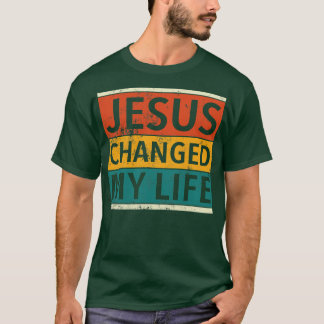Camiseta Retro Vintage Jesús Cambió Mi Vida Hombres Cristia
