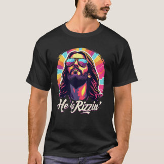 Camiseta Retro Vintage Jesus Christian He Is Rizzin Jesus I