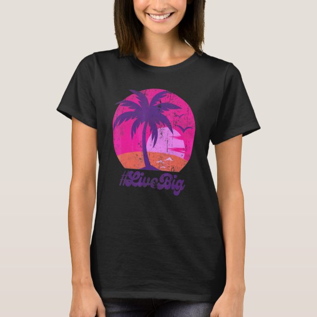 Camiseta Retro Vintage Live Big Sunset Beach (Anverso)