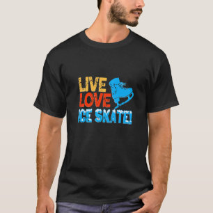 Camiseta Retro Vintage Live Love Ice Skate Skating Present