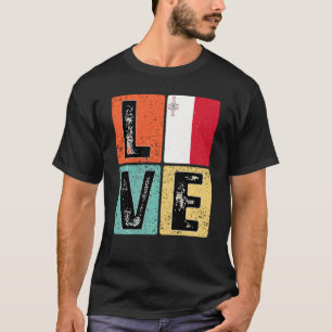 Camiseta Retro Vintage Me Encanta La Bandera De Malta Por E