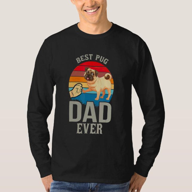 Camiseta Retro Vintage Mejor Papá Pug (Anverso)