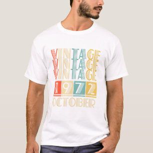 Camiseta Retro Vintage Octubre 1972 49º cumpleaños hombres 