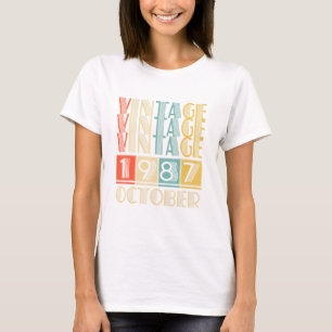 Camiseta Retro Vintage Octubre 1987 34º Cumpleaños Hombres 