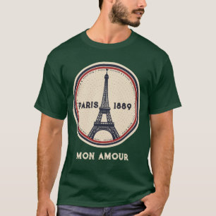 Camiseta Retro Vintage París Torre Eiffel Mon Amou