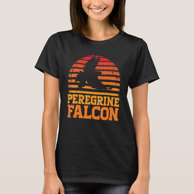 Camiseta Retro Vintage Peregrine Falcon Bird Silhouette Sun (Anverso)