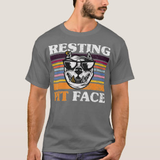 Camiseta Retro Vintage Resting Pit Face Funny Pitbull Dog L