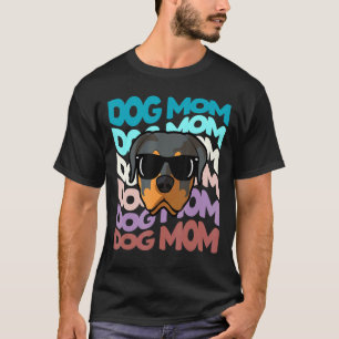 Camiseta Retro Vintage Rottweiler Perro Mamá Guay Gafas de 