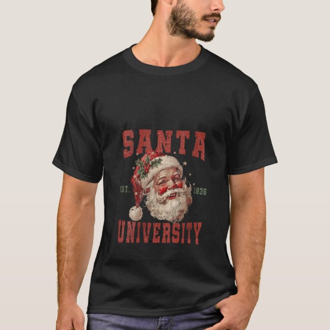 Camiseta Retro Vintage Santa Claus Face University (Anverso)