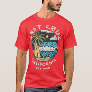 Camiseta Retro Vintage Santa Cruz California Surfing Palm T