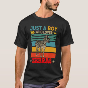 Camiseta Retro Vintage Sólo Un Niño Que Ama A Las Cebras Un