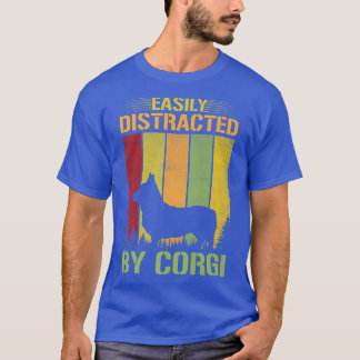 Camiseta Retro Vintage Sunset Easily Distracted By Corgi Fu
