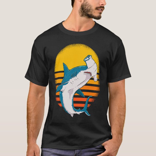 Camiseta Retro Vintage Sunset Hammerhead Sharks (Anverso)