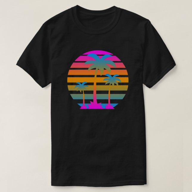 Camiseta Retro Vintage Sunset Palm Trees (Diseño del anverso)