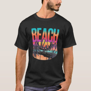 Camiseta Retro Vintage Sunset Palm Trees Beach Bum Leopardo