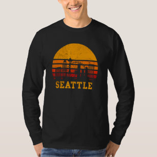 Camiseta Retro Vintage Sunset Seattle Skyline
