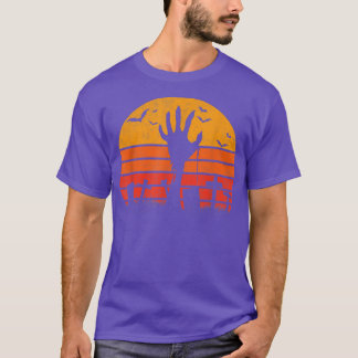 Camiseta Retro Vintage Sunset Zombie Hand Scary Halloween Z