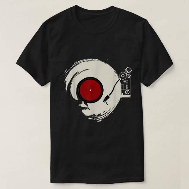 Camiseta Retro Vinyl Record Turntable Design (Diseño del anverso)