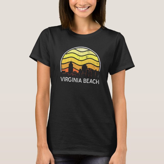 Camiseta Retro Virginia Virginia Beach Visitors Skyline Vin (Anverso)