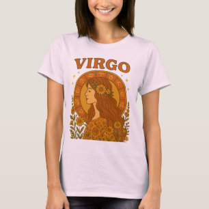 Camiseta Retro Virgo Zodíaco Boho Floral Astrología