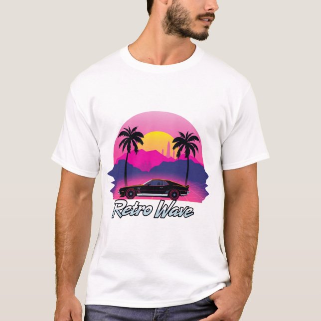 Camiseta “Retro Wave” Sunset Graphic (Anverso)