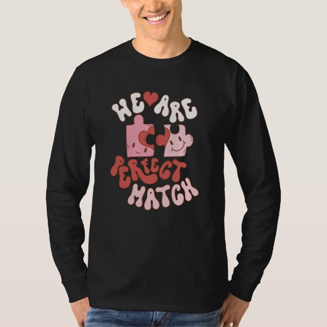 Camiseta Retro We Are Perfect Match Puzzle Piece Couple Val (Anverso)