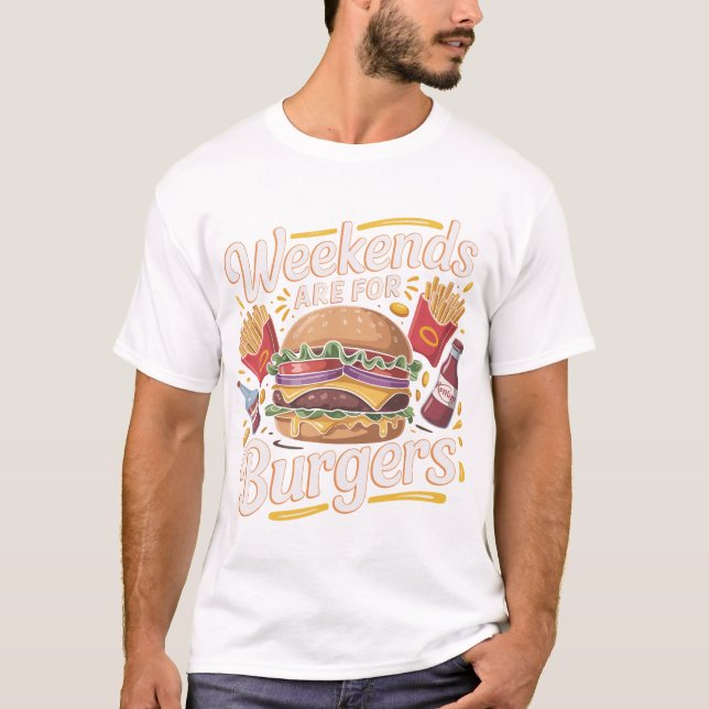 Camiseta Retro Weekend Burger Lover Typography Design (Anverso)