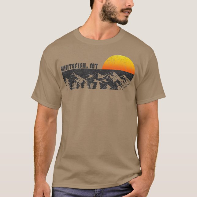 Camiseta Retro Whitefish Montana Mountain Sunset Winter (Anverso)
