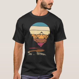 Camiseta Retro Wildlife Animal Bear Hiking Trees Mountains 