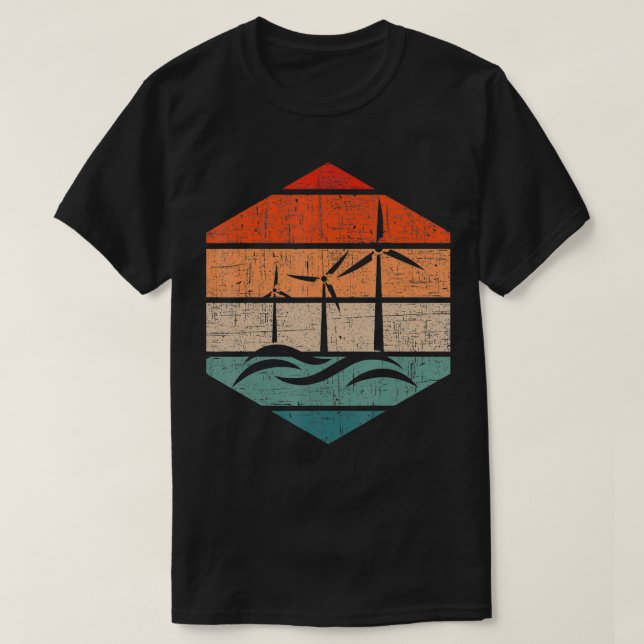 Camiseta Retro Wind Turbine Tower Technier Renovable Ener (Diseño del anverso)