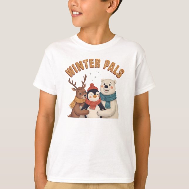 Camiseta Retro Winter Pals Cute Animal Friends T Shirt (Anverso)