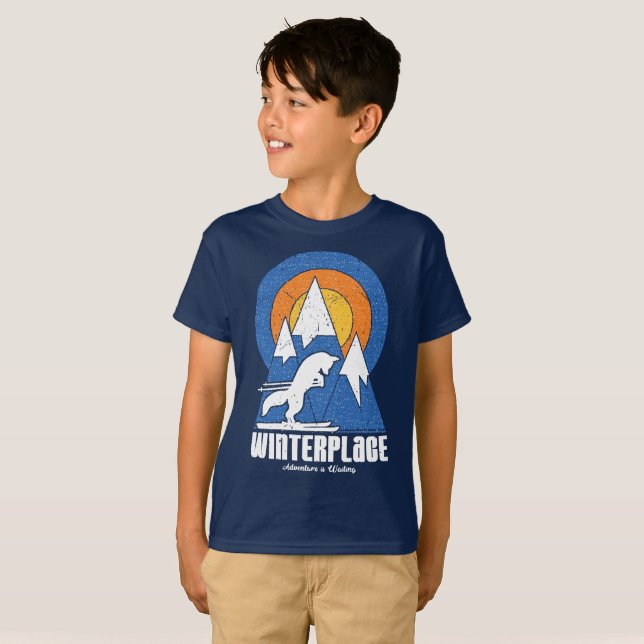Camiseta Retro Winterplace Ski White Fox (Anverso completo)
