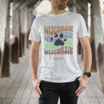 Retro Wisconsin Perro Paw T-Shirt