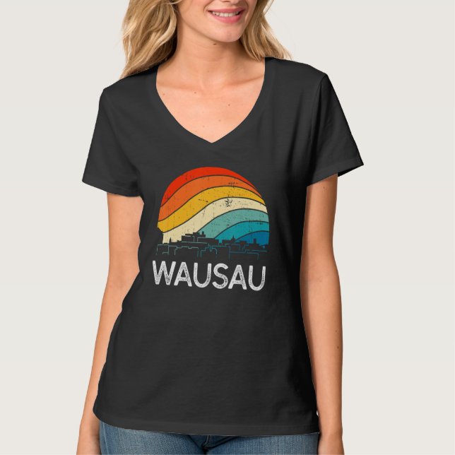 Camiseta Retro Wisconsin Wausau Skyline Vintage Urban Skysc (Anverso)