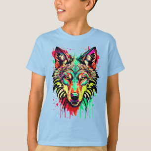 Camiseta Retro Wolf - Camisas Lobo Coloridas
