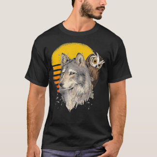 Camiseta Retro Wolf Wildlife Forest Nature Animal Gift Wise