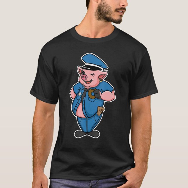 Camiseta Retro Women Mens Pig Cop, Farm Animal Lover, I Lov (Anverso)