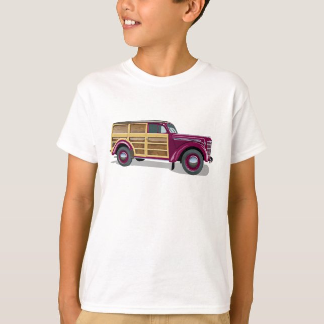 Camiseta Retro woody wagon delivery truck  (Anverso)