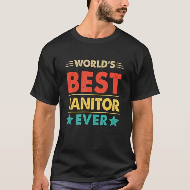 Camiseta Retro World's Best Janitor Ever (Anverso)